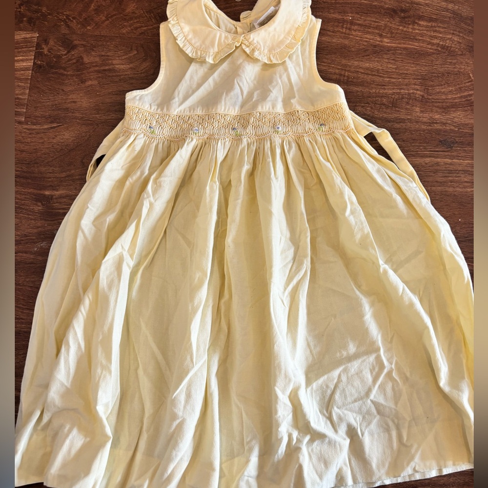 Vintage Smock Yellow Collared Long Dress Sz 6